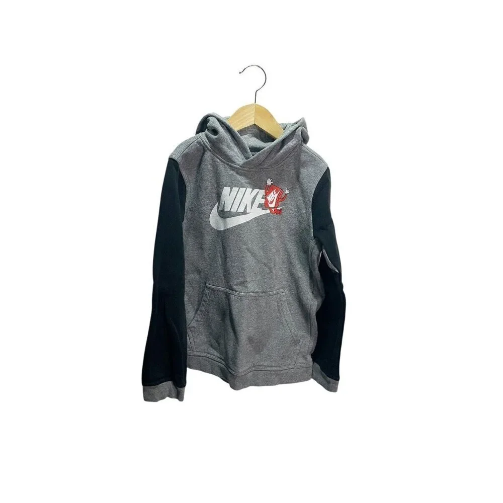 Nike Colorblock Shoebox Graphic hoodie size youth M Gray Black Sporty